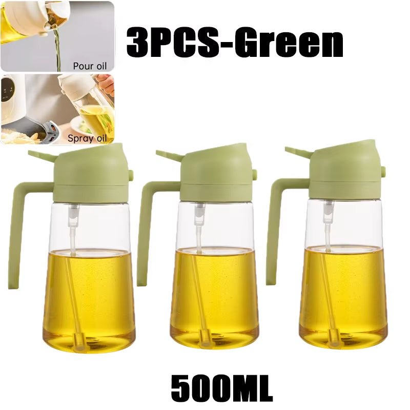2In1 500Ml Plastic Spray Oil Sprayer Bottle Spray Oil Dispenser Oil Jar Cruet BBQ Kitchen Baking Roasting Picnic Kitchen Tool