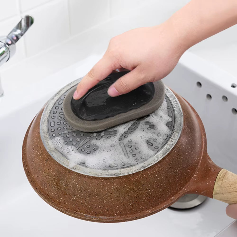 Magic Emery Sponge Brush Wipe Eraser Cleaner Kitchen Bath Rust Strong Decontamination Cleaning Tools with Handle Household Tools