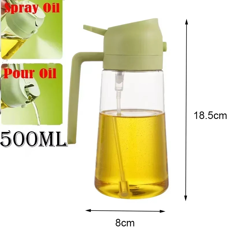 2In1 500Ml Plastic Spray Oil Sprayer Bottle Spray Oil Dispenser Oil Jar Cruet BBQ Kitchen Baking Roasting Picnic Kitchen Tool