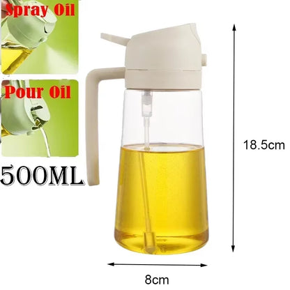 2In1 500Ml Plastic Spray Oil Sprayer Bottle Spray Oil Dispenser Oil Jar Cruet BBQ Kitchen Baking Roasting Picnic Kitchen Tool