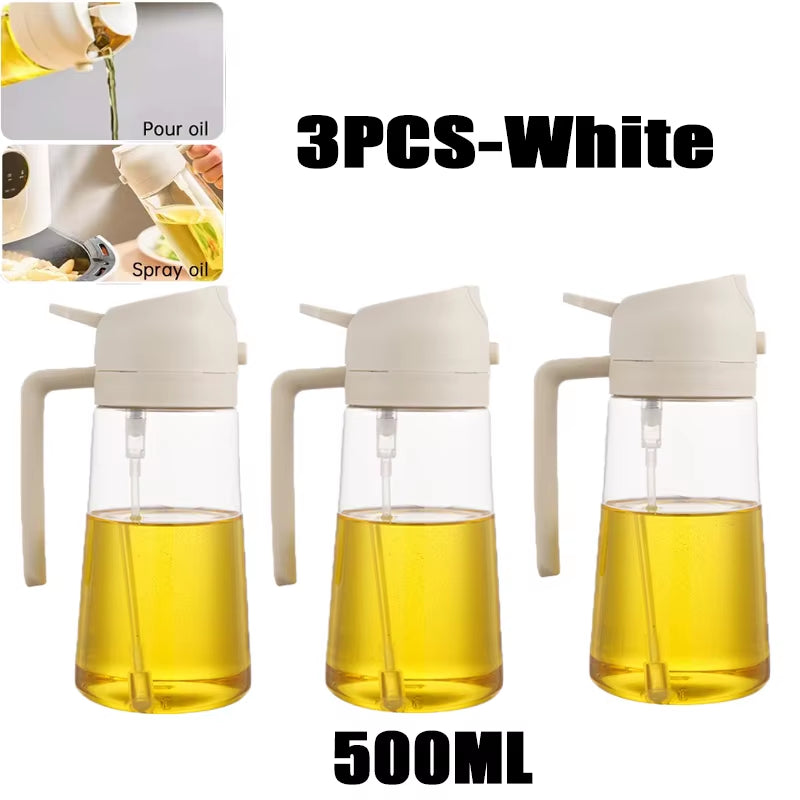 2In1 500Ml Plastic Spray Oil Sprayer Bottle Spray Oil Dispenser Oil Jar Cruet BBQ Kitchen Baking Roasting Picnic Kitchen Tool