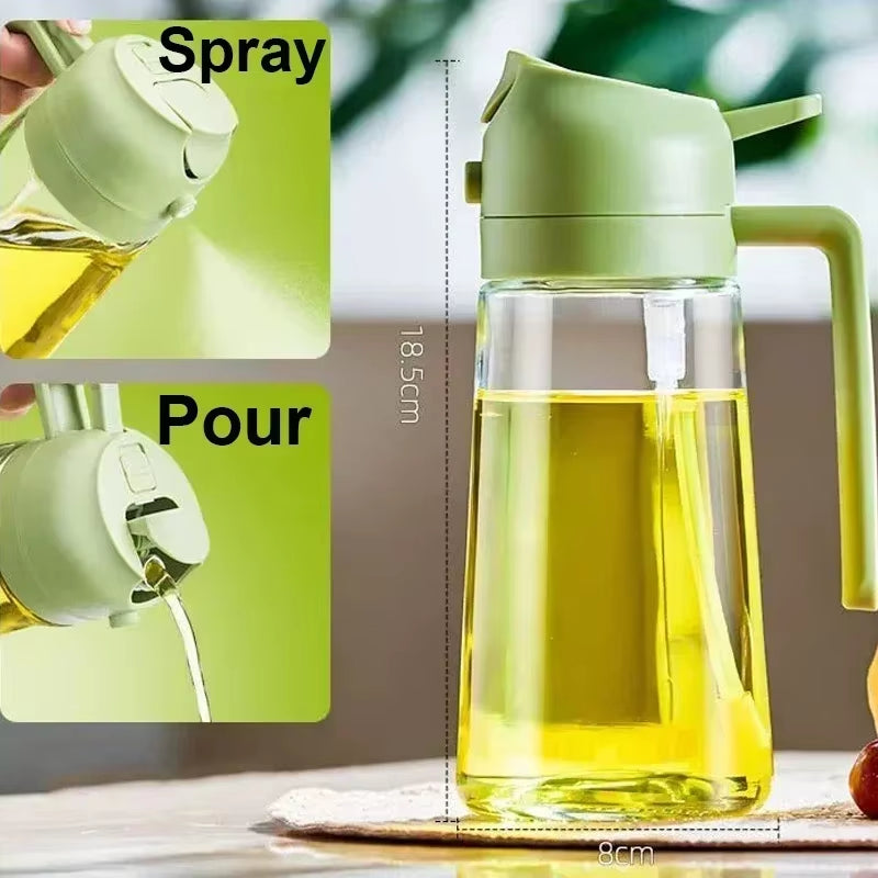 2In1 500Ml Plastic Spray Oil Sprayer Bottle Spray Oil Dispenser Oil Jar Cruet BBQ Kitchen Baking Roasting Picnic Kitchen Tool