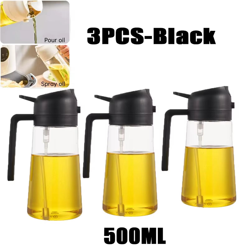 2In1 500Ml Plastic Spray Oil Sprayer Bottle Spray Oil Dispenser Oil Jar Cruet BBQ Kitchen Baking Roasting Picnic Kitchen Tool