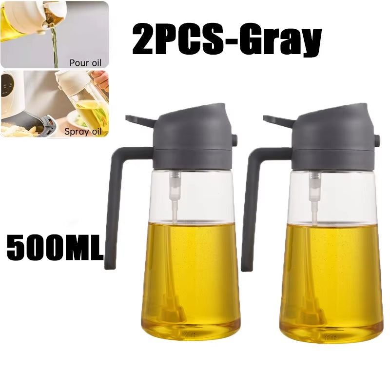 2In1 500Ml Plastic Spray Oil Sprayer Bottle Spray Oil Dispenser Oil Jar Cruet BBQ Kitchen Baking Roasting Picnic Kitchen Tool