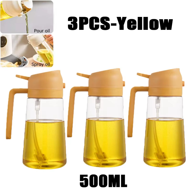 2In1 500Ml Plastic Spray Oil Sprayer Bottle Spray Oil Dispenser Oil Jar Cruet BBQ Kitchen Baking Roasting Picnic Kitchen Tool