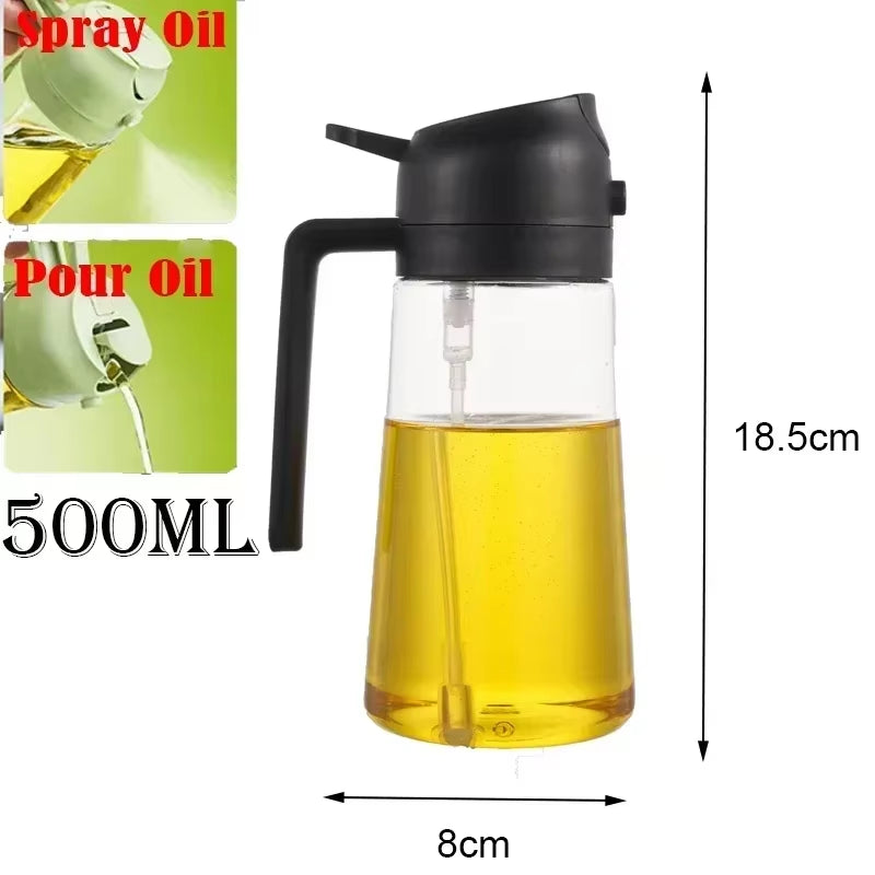 2In1 500Ml Plastic Spray Oil Sprayer Bottle Spray Oil Dispenser Oil Jar Cruet BBQ Kitchen Baking Roasting Picnic Kitchen Tool