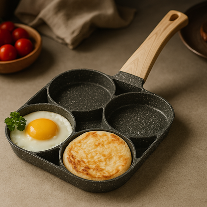 Sartén Antiadherente de 4 Compartimentos – Cocina Fácil, Rápida y Saludable | Ideal para Huevos, Pancakes y Desayunos Perfectos
