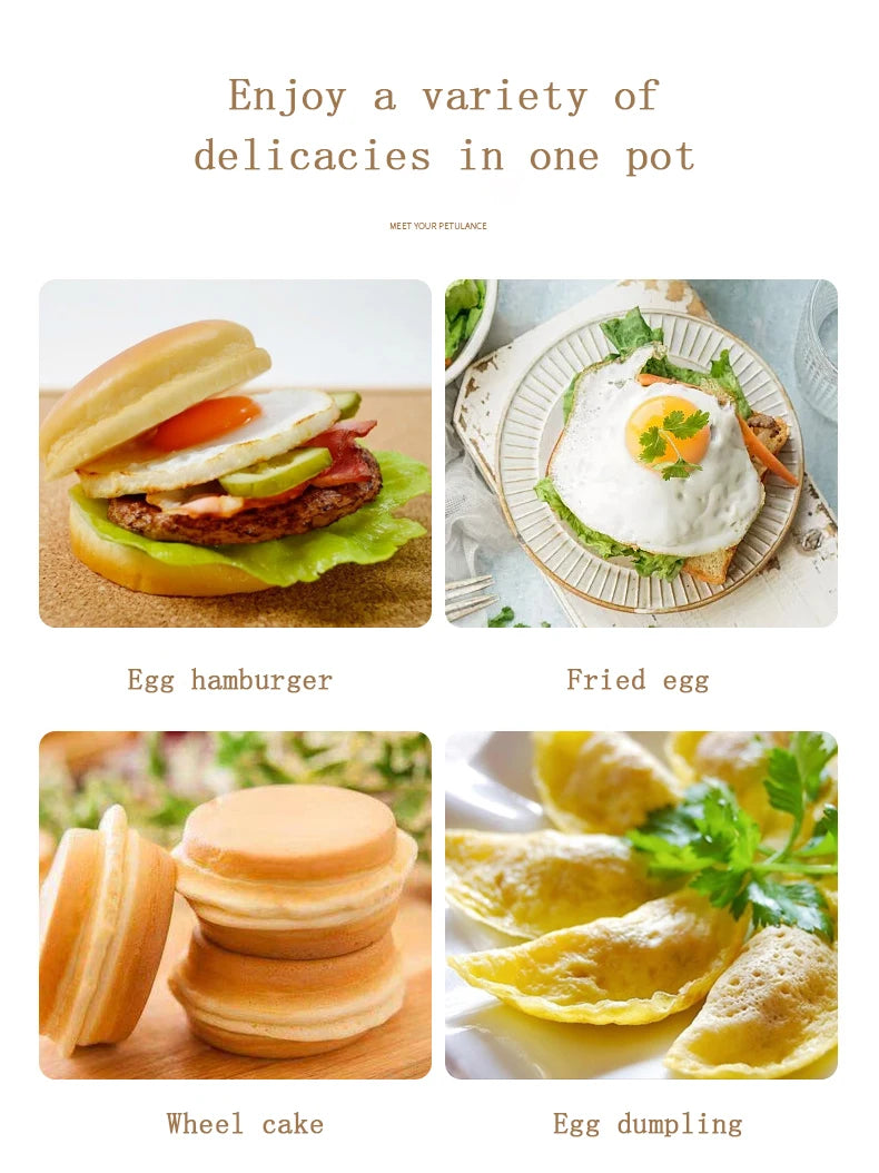 4-Hole Omelet Pan Frying Pot Thickened Non-Stick Egg Pancake Steak Cooking Pan Hamburg Bread Breakfast Maker Induction Cooker