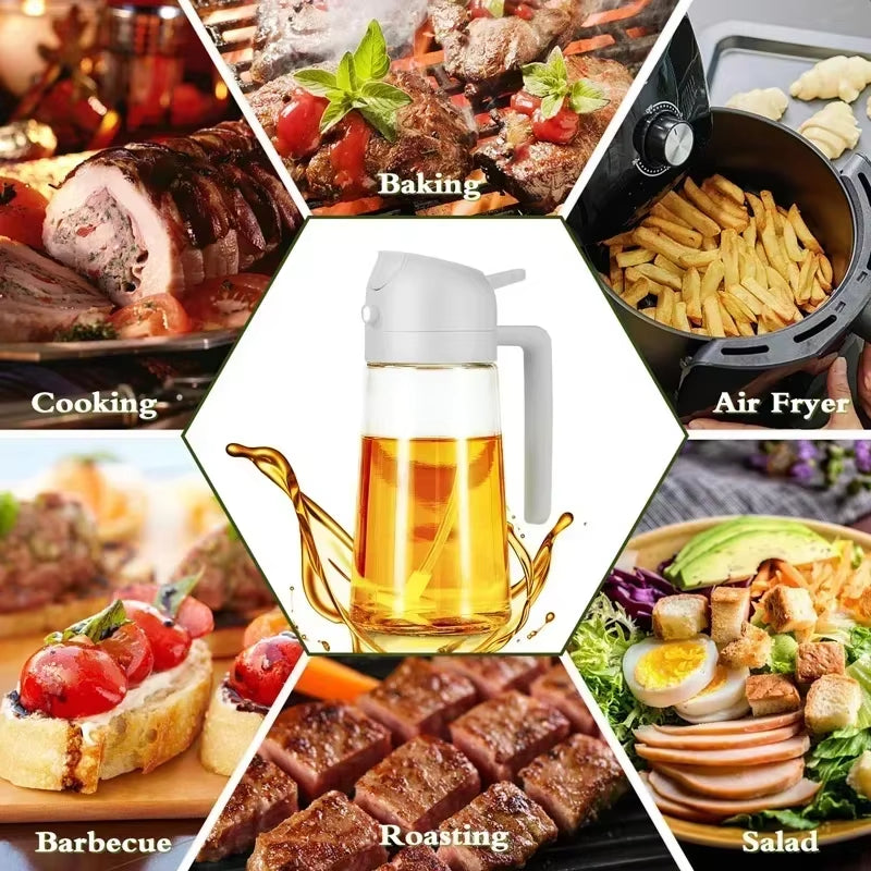 2In1 500Ml Plastic Spray Oil Sprayer Bottle Spray Oil Dispenser Oil Jar Cruet BBQ Kitchen Baking Roasting Picnic Kitchen Tool