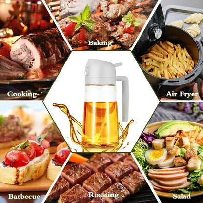 2In1 500Ml Plastic Spray Oil Sprayer Bottle Spray Oil Dispenser Oil Jar Cruet BBQ Kitchen Baking Roasting Picnic Kitchen Tool