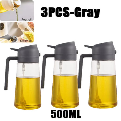2In1 500Ml Plastic Spray Oil Sprayer Bottle Spray Oil Dispenser Oil Jar Cruet BBQ Kitchen Baking Roasting Picnic Kitchen Tool